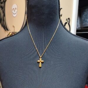 Gold Cross Pendant Necklace for Women - Classic Religious Jewelry